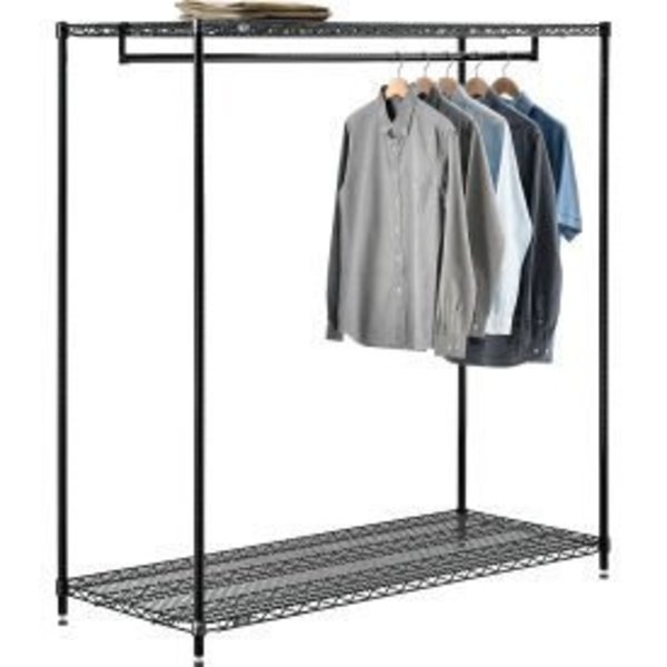 Global Equipment Free Standing Clothes Rack - 2 Shelf - 60"W x 24"D x 63"H - Black 184449B